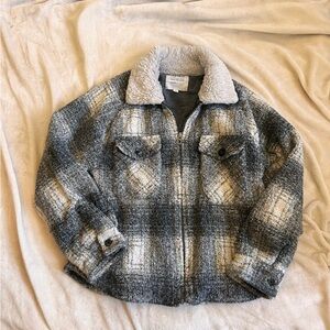 Sherpa plaid shacket